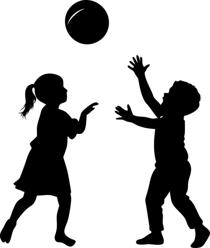 Children Playing with Ball Silhouette Illustration for Kids Activities and Design vector