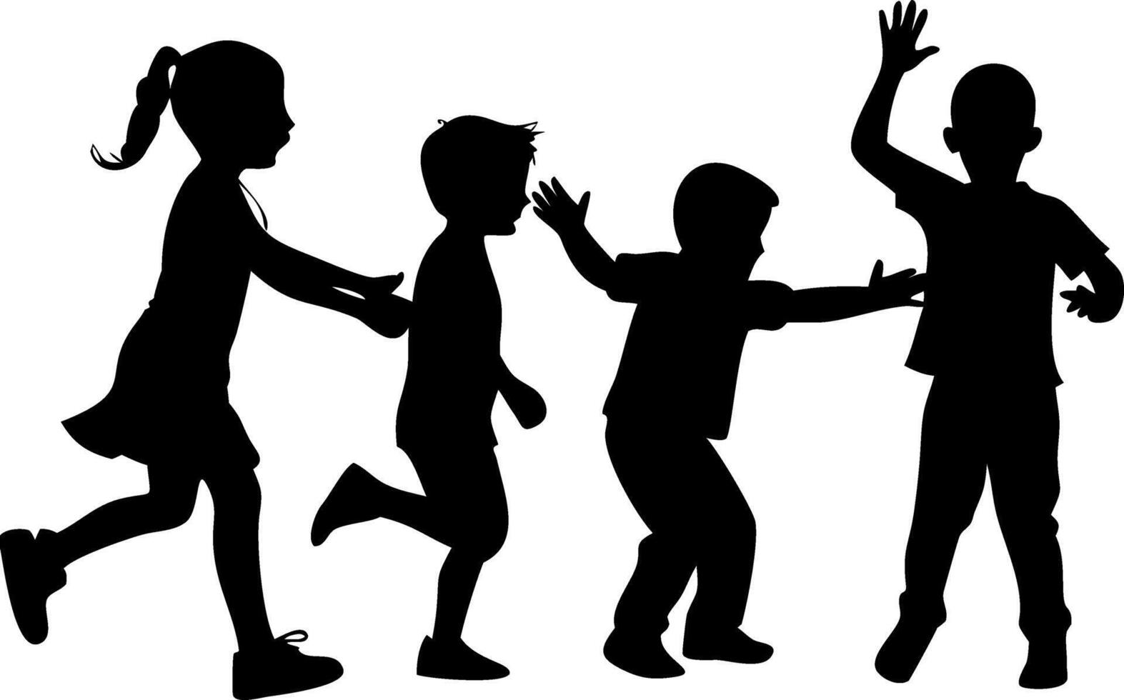 Children Playing Silhouette Illustration for Design and Crafts vector