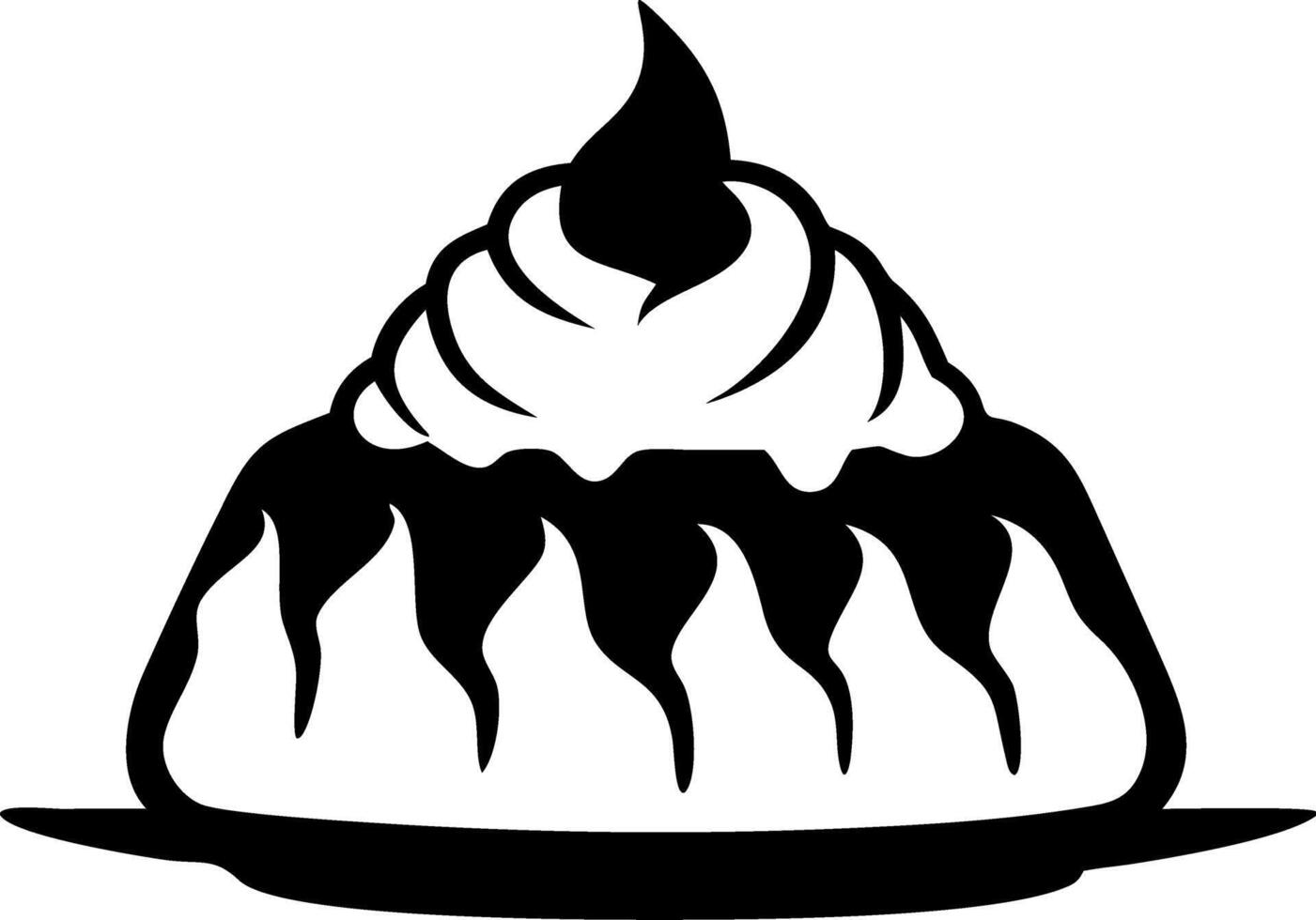 Chocolate Drizzled Bundt Cake Silhouette Dessert Illustration for Culinary Projects vector