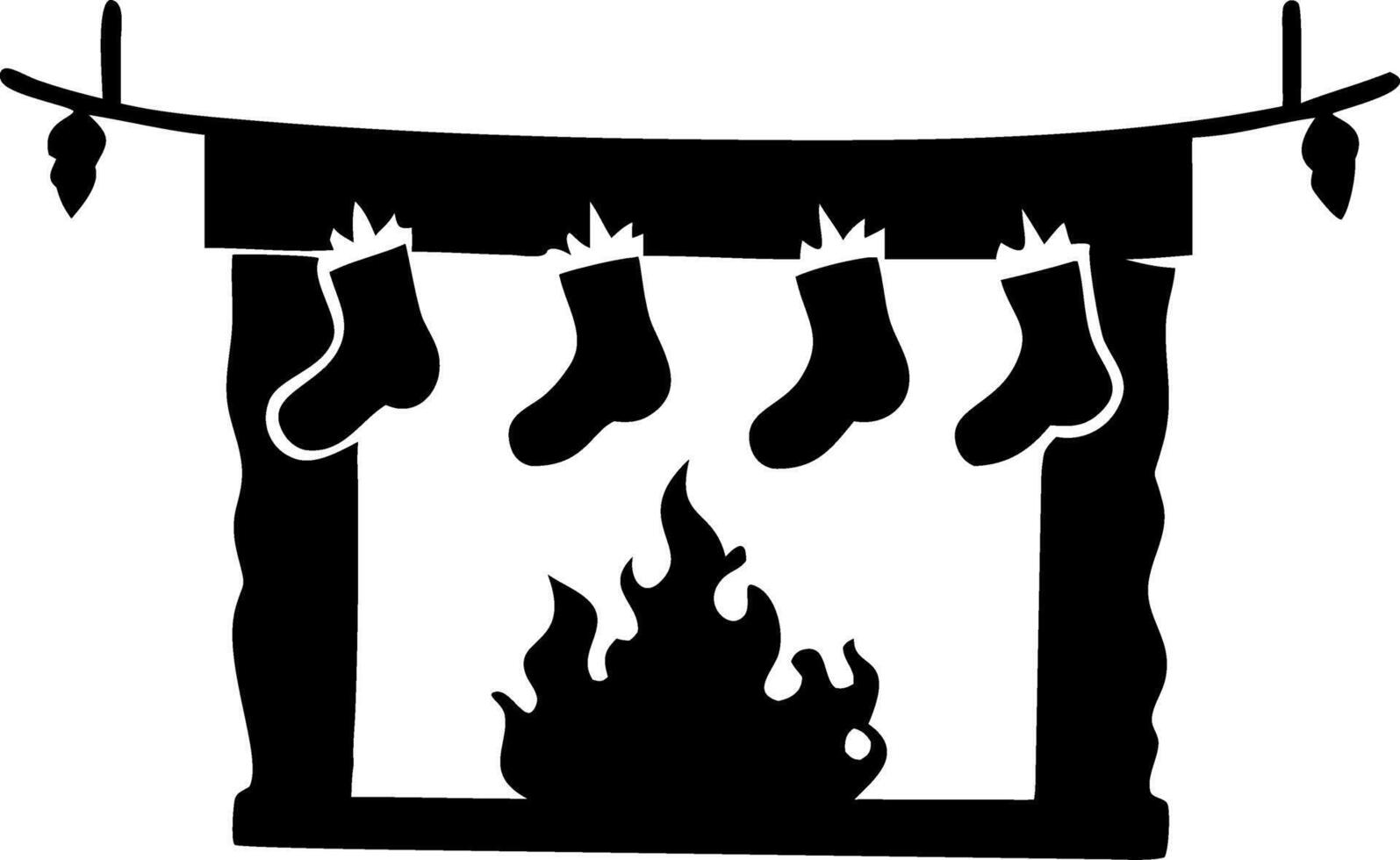Christmas Fireplace with Hanging Stockings Illustration for Holiday Decor vector