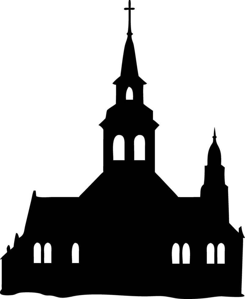 Church Building Silhouette Illustration for Design and Decoration vector