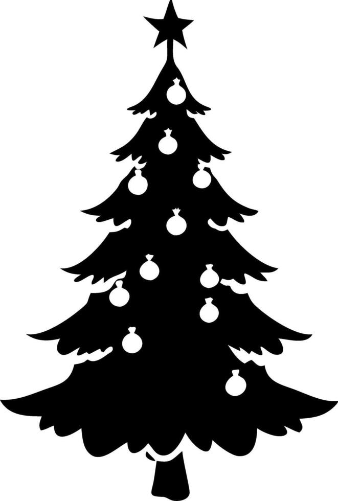Christmas Tree Silhouette with Ornaments for Greeting Cards and Decorations vector