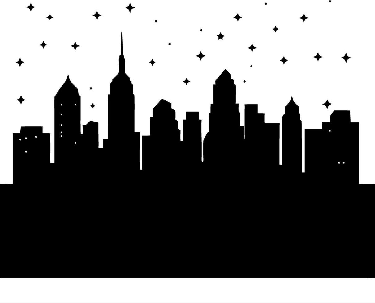 City Skyline Silhouette Under Starry Night for Design and Art Projects vector