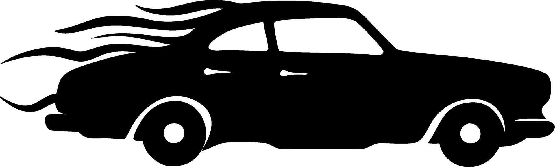 Classic Car Silhouette with Flames Art for Tattoo and Graphic Design vector