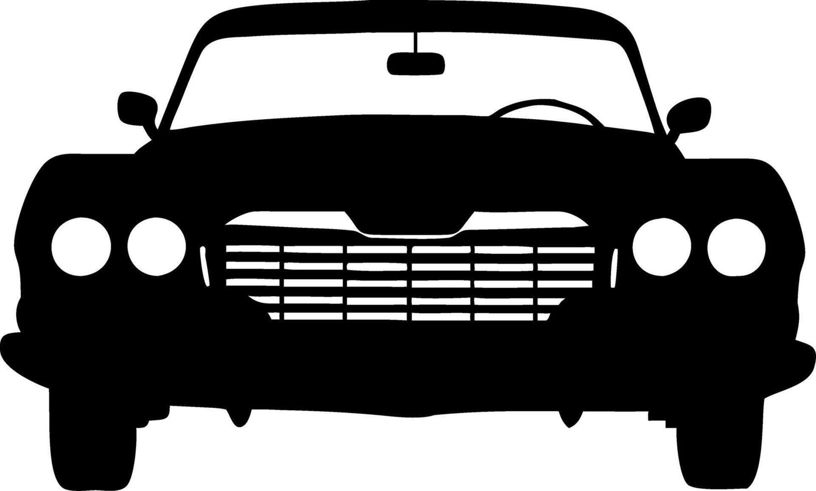 Classic Vintage Car Front Silhouette Illustration for Retro Design Projects vector