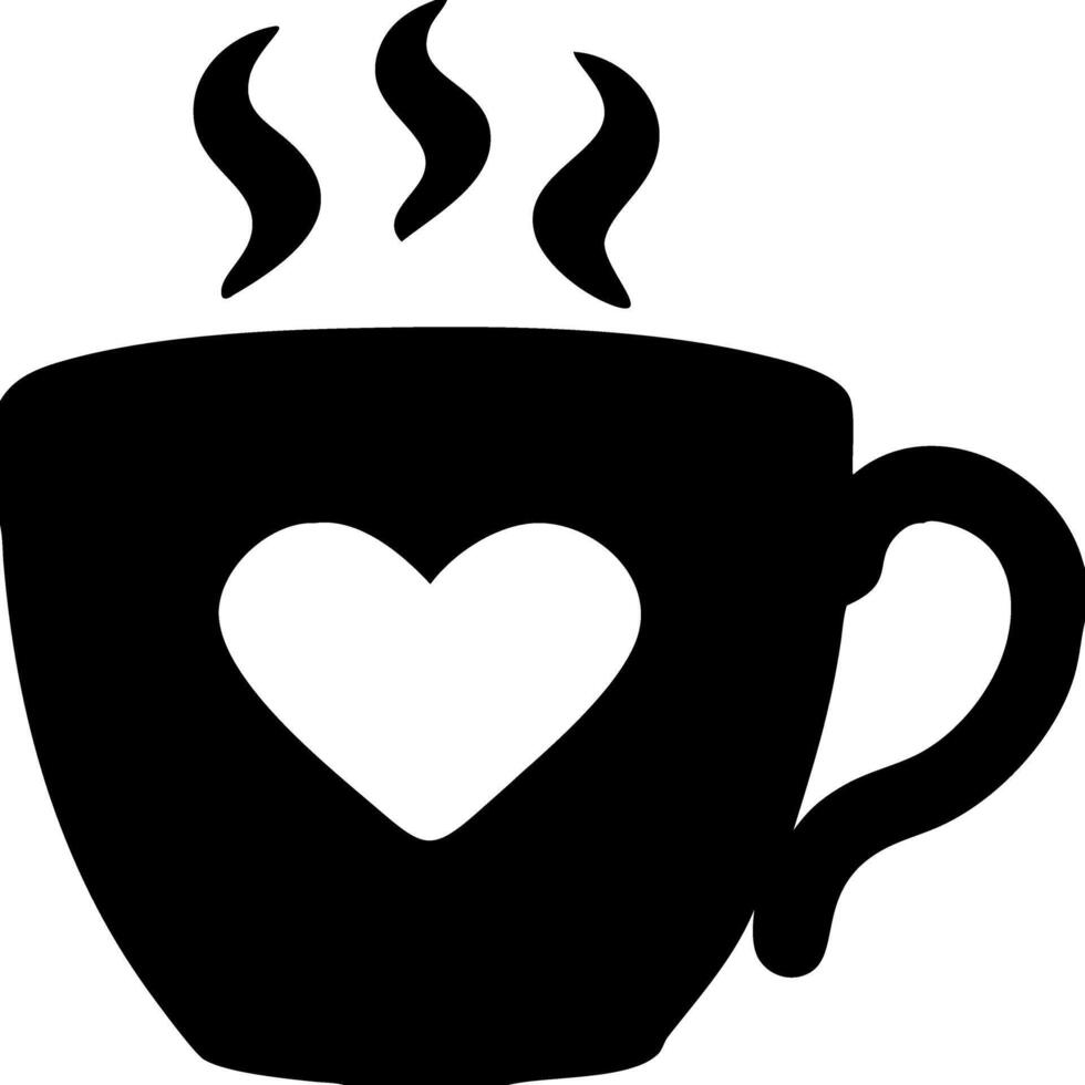 Coffee Cup with Heart Symbol and Steam for Cafe Branding and Prints vector