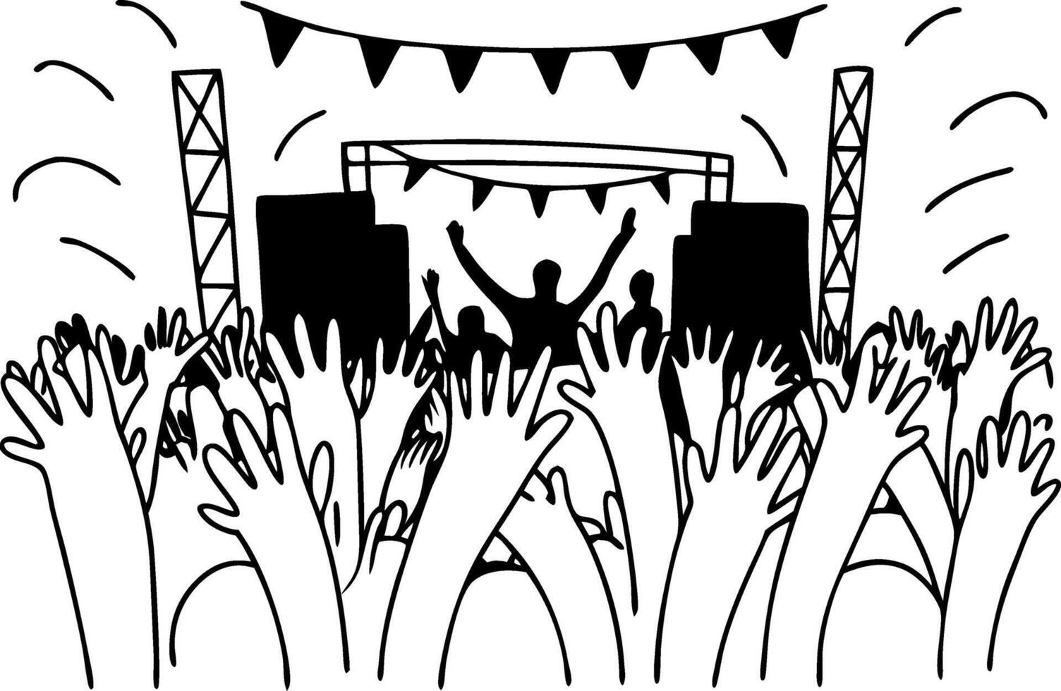 Concert Crowd Silhouette Art for Event Posters and Party Invitations vector