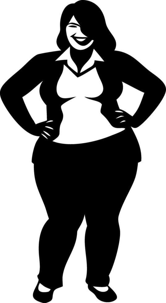 Confident Plus Size Woman Silhouette Hands on Hips Illustration vector