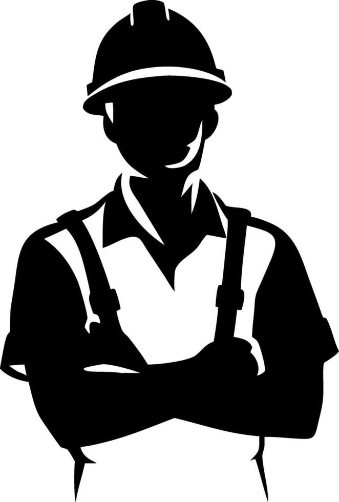 Construction Worker Silhouette Illustration for Safety and Engineering Design vector