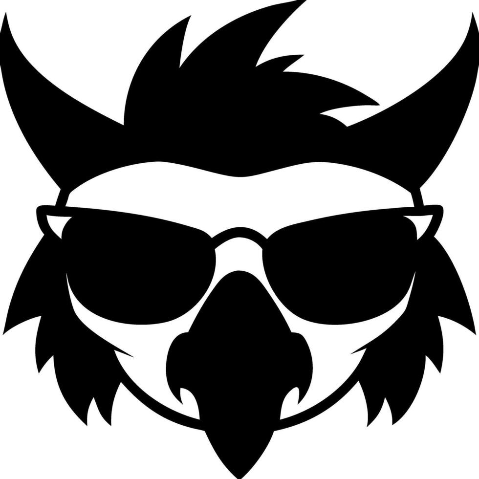 Cool Bird Silhouette with Sunglasses for Tattoo or Sticker Designs vector