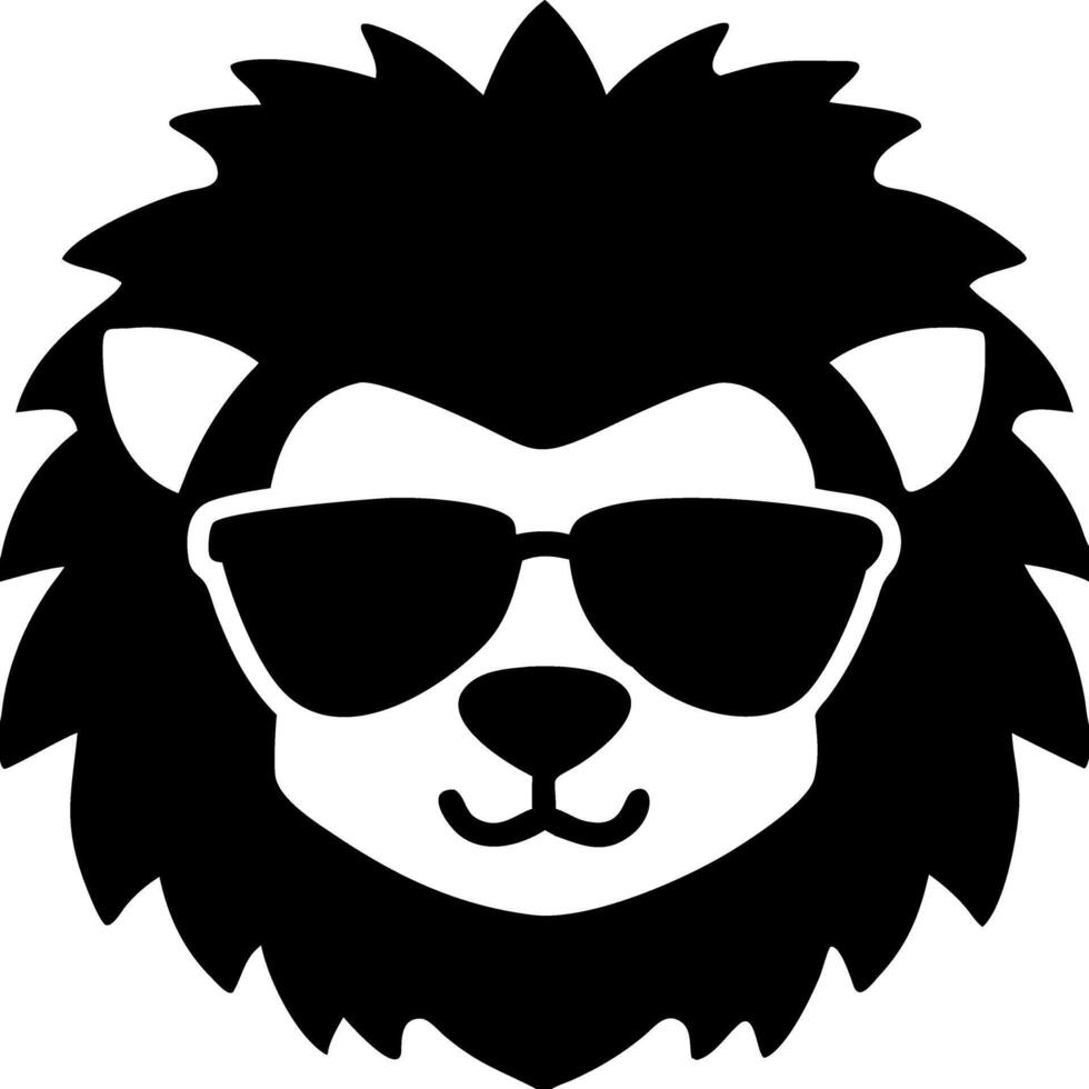 Cool Lion Head Wearing Sunglasses Illustration for Graphic Design and Tattoo Art vector