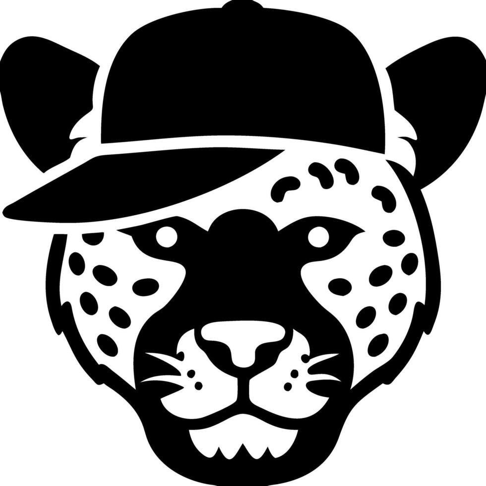 Cool Leopard With Baseball Cap Illustration For Tattoos And T-Shirt Designs vector