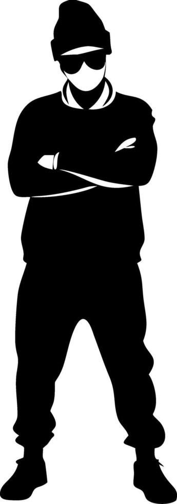 Cool Urban Hip Hop Silhouette with Sunglasses and Beanie for Street Art and Merchandise vector
