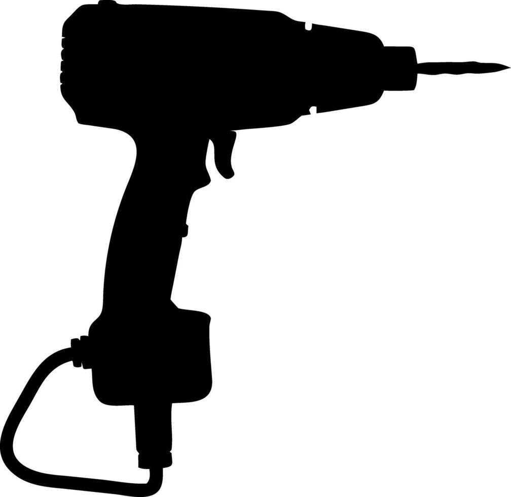 Corded Electric Drill Silhouette Illustration for Tool Design and Crafts vector