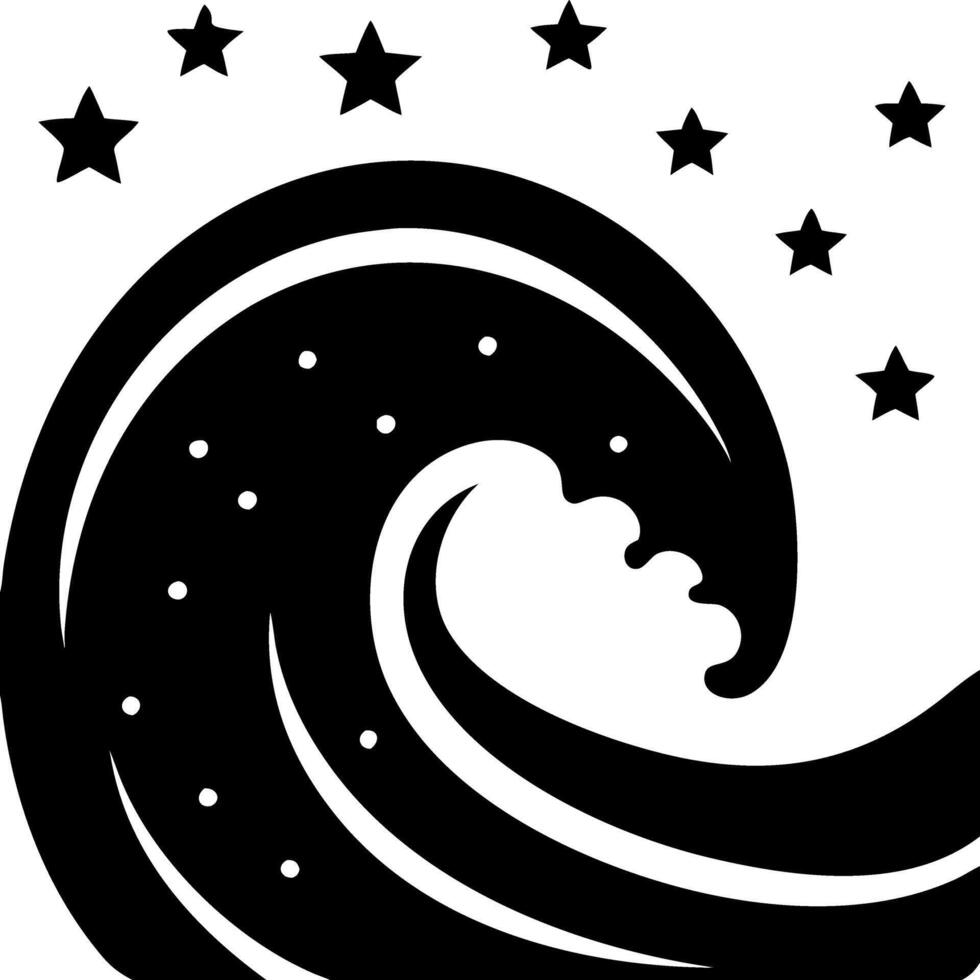 Cosmic Wave and Stars Illustration for Tattoo or Wall Art Design vector