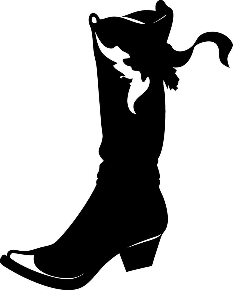 Cowboy Boot Silhouette with Decorative Ribbon Ideal for Western Themes vector