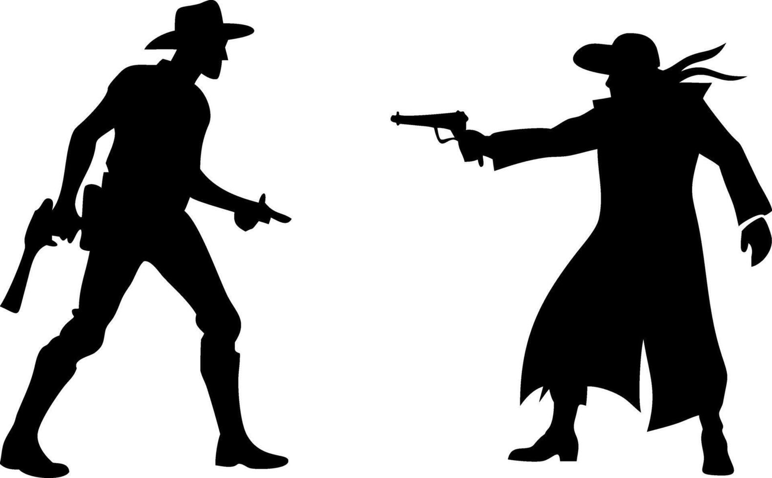 Cowboy Duel Silhouette Illustration for Western Themed Projects vector