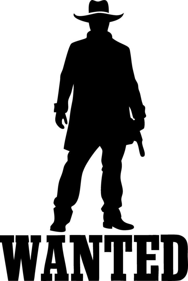 Cowboy Wanted Poster Silhouette Old West Graphic for Design and Decor vector