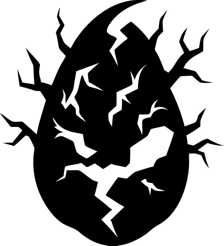 Cracked Dragon Egg Silhouette with Thorny Branches Art for Fantasy Design vector