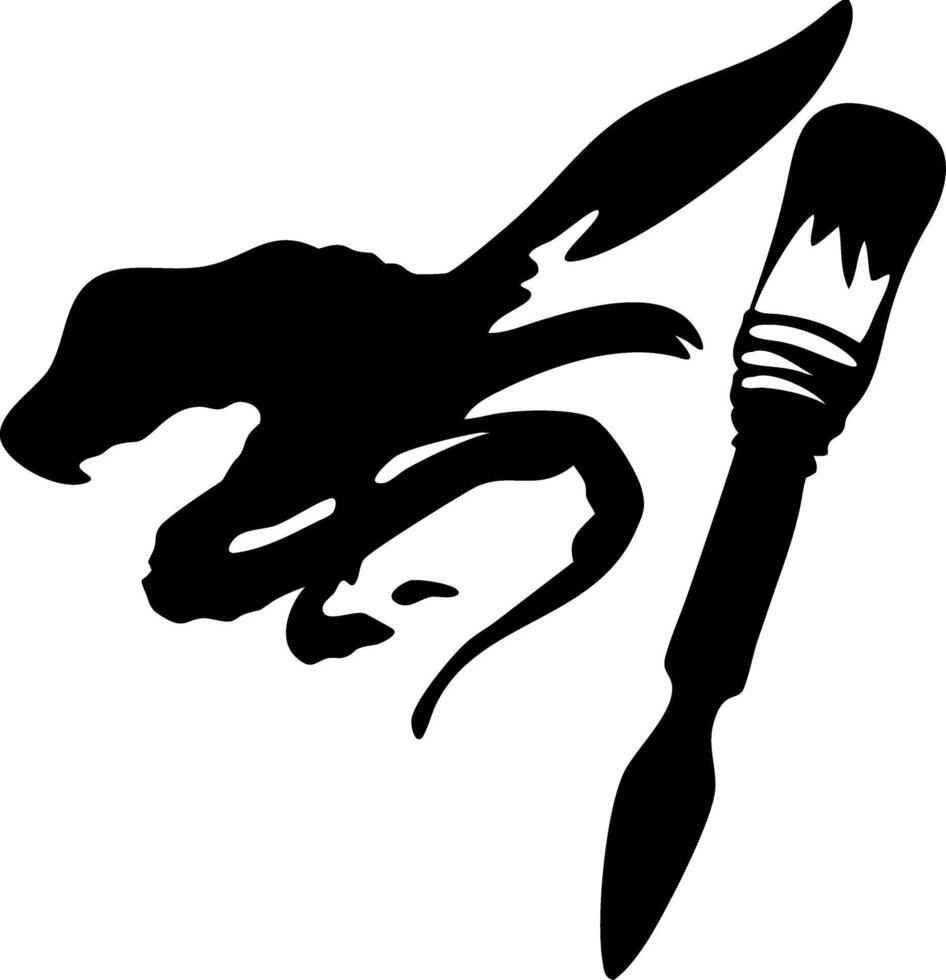 Creative Dinosaur Silhouette with Brush Art for Tattoo and Design vector