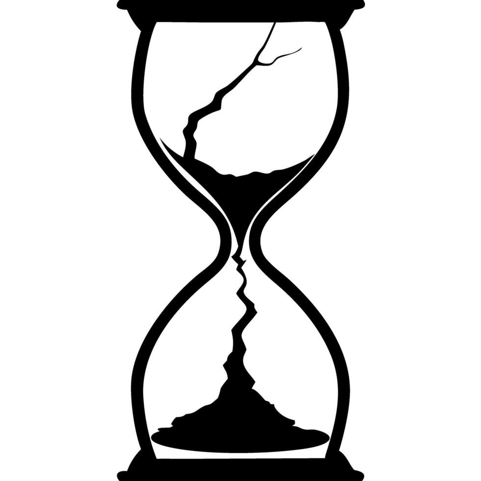 Cracked Hourglass Symbolizing Time Pressure and Fragility in Modern Life vector
