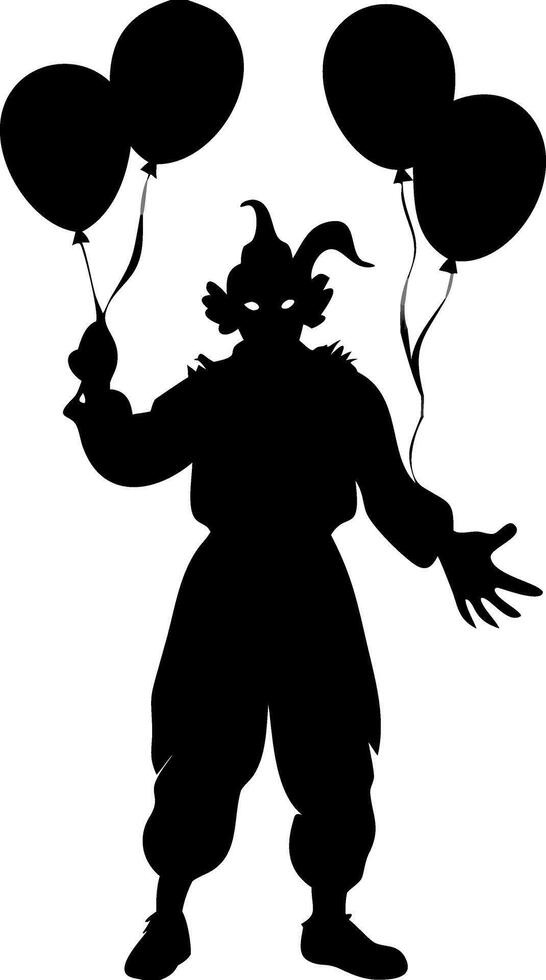 Creepy Clown Silhouette with Balloons for Halloween Designs vector
