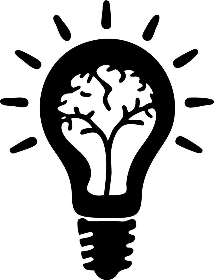 Creative Brain Tree Light Bulb for Innovation and Ecology Design Projects vector