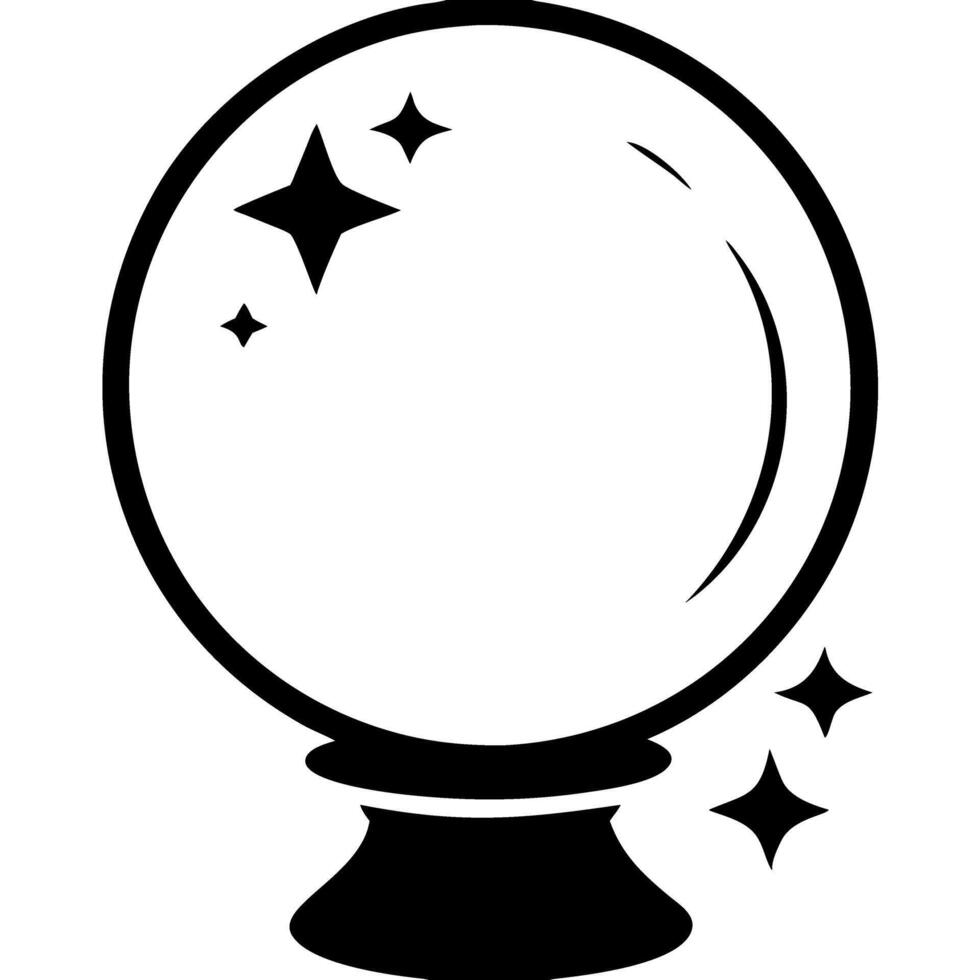 Crystal Ball Illustration Mystical Fortune Telling Design for Tattoo and Coloring Book vector