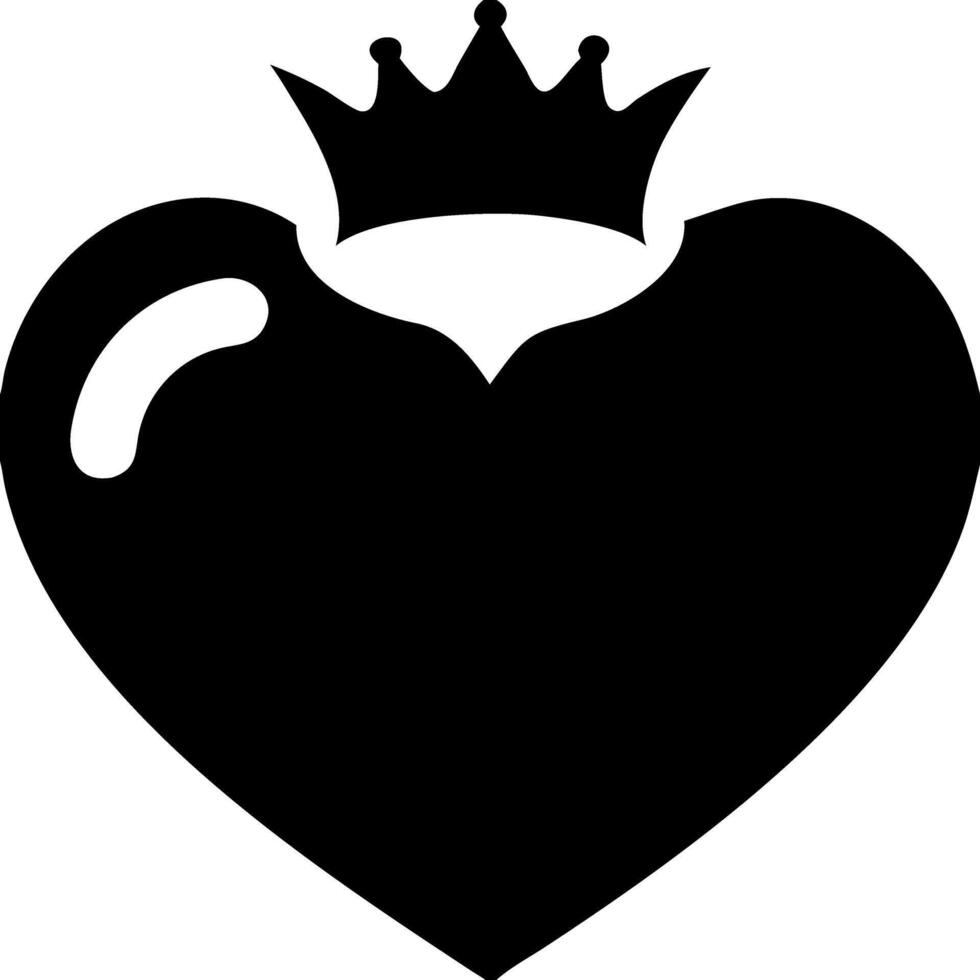 Crowned Heart Silhouette Design for Tattoos and Coloring Books vector