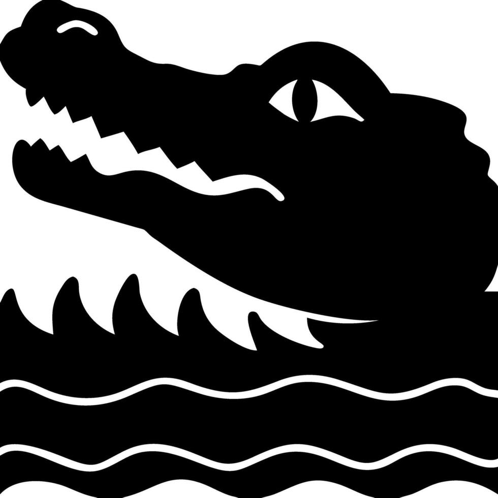 Crocodile Silhouette with Water Waves Illustration for Tattoo and Design Projects vector