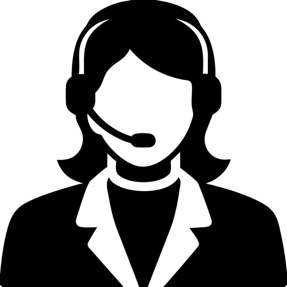 Customer Support Representative with Headset for Work Applications vector