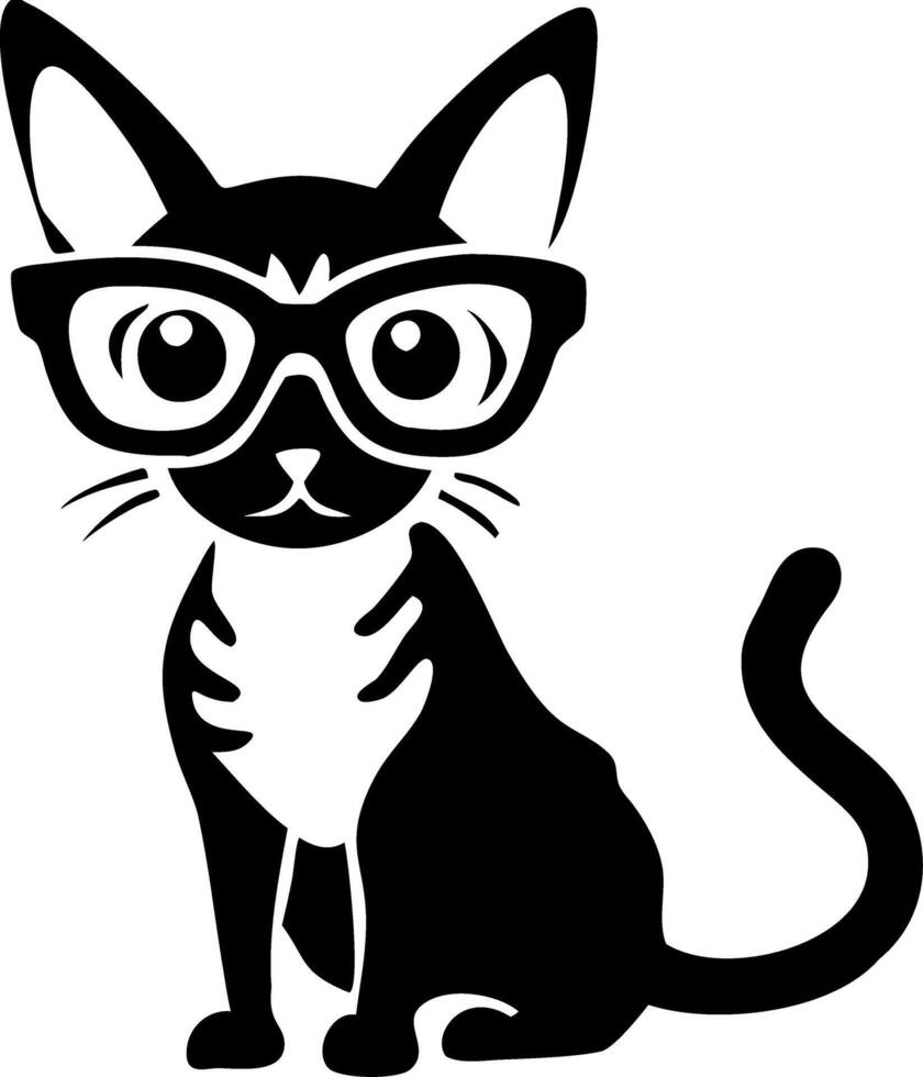 Cute Cat in Glasses Silhouette for T-Shirts and Prints vector
