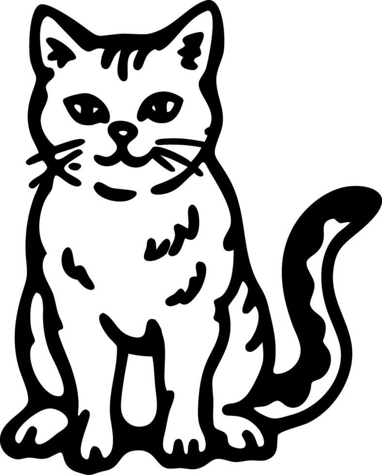 Cute Cat Outline Art for Tattoo and Coloring Book Design vector