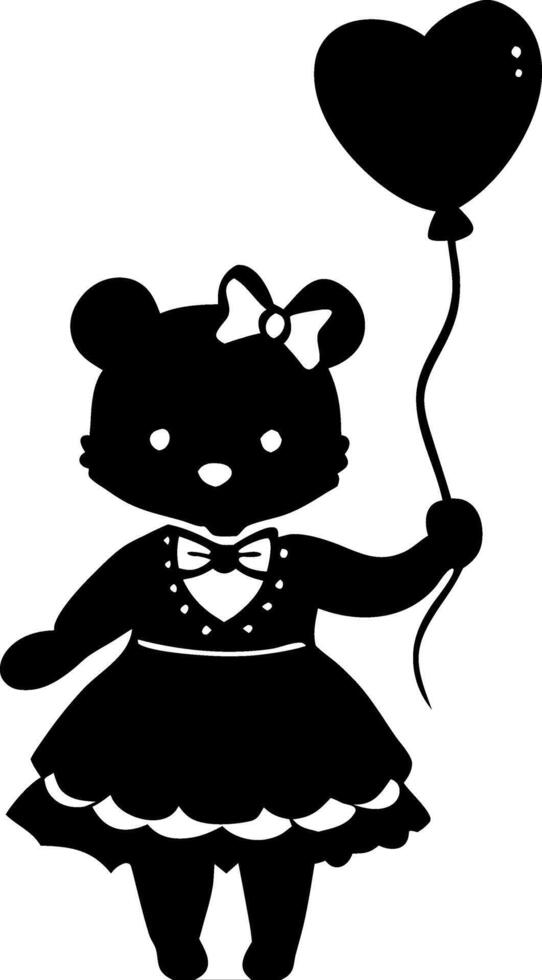 Cute Bear Silhouette Holding Heart Balloon Perfect for Kids Art and Craft Projects vector
