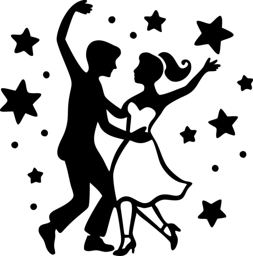 Dancing Couple Silhouette with Stars Perfect for Creative Designs vector