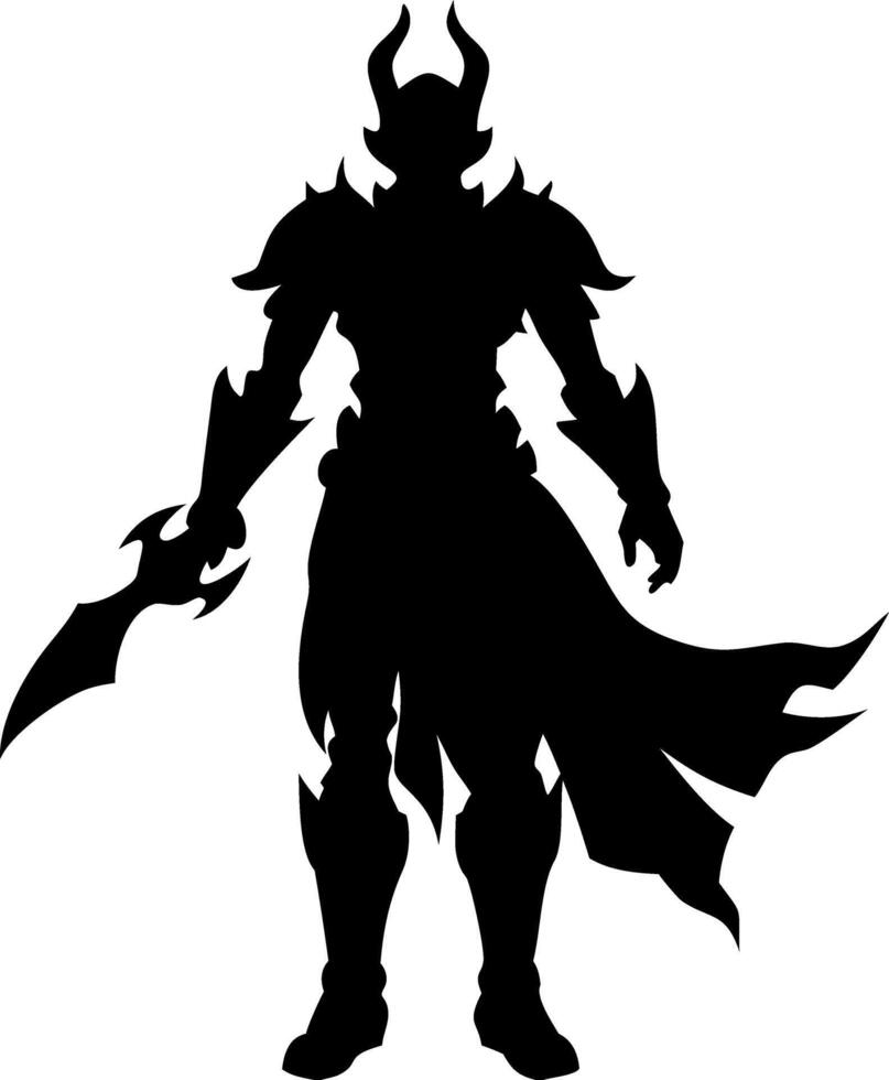 Dark Fantasy Warrior Silhouette with Sword Art for Gaming and Tattoo Design vector