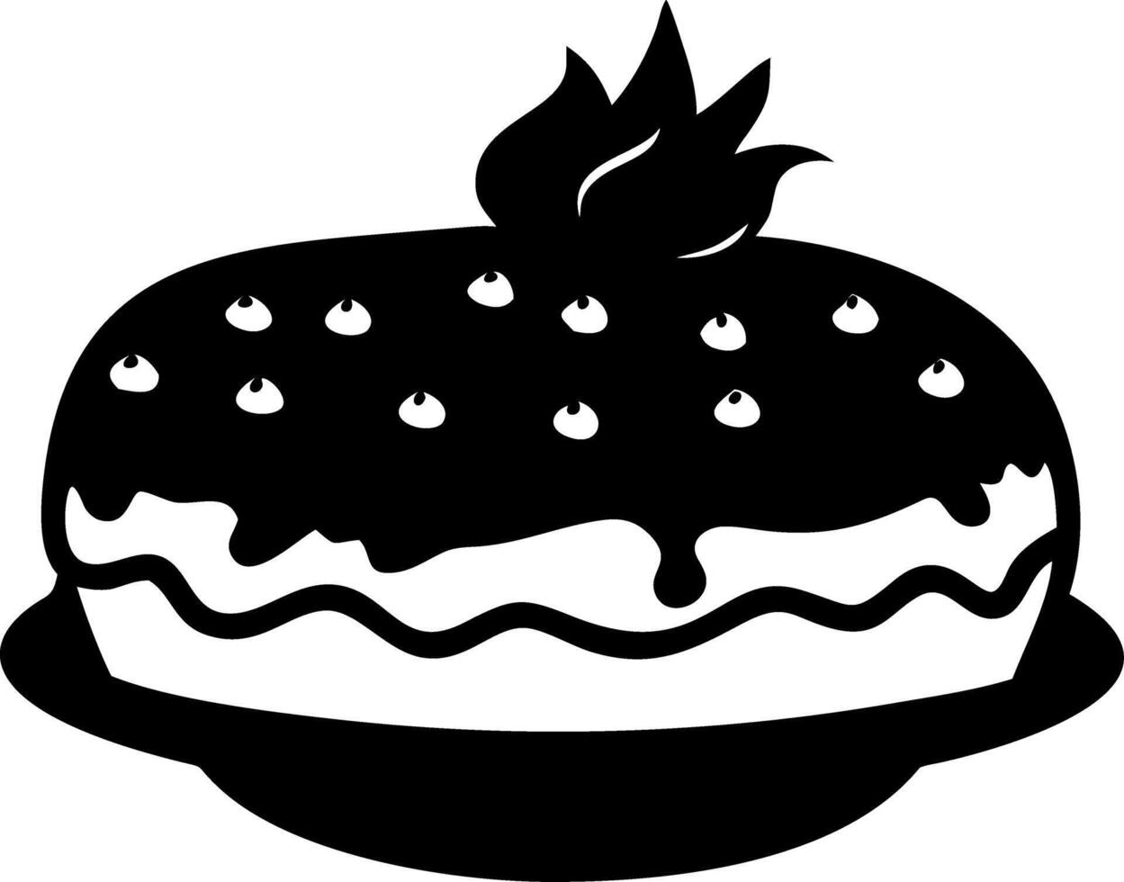Delicious Cake with Berries Illustration for Culinary Designs and Coloring Books vector