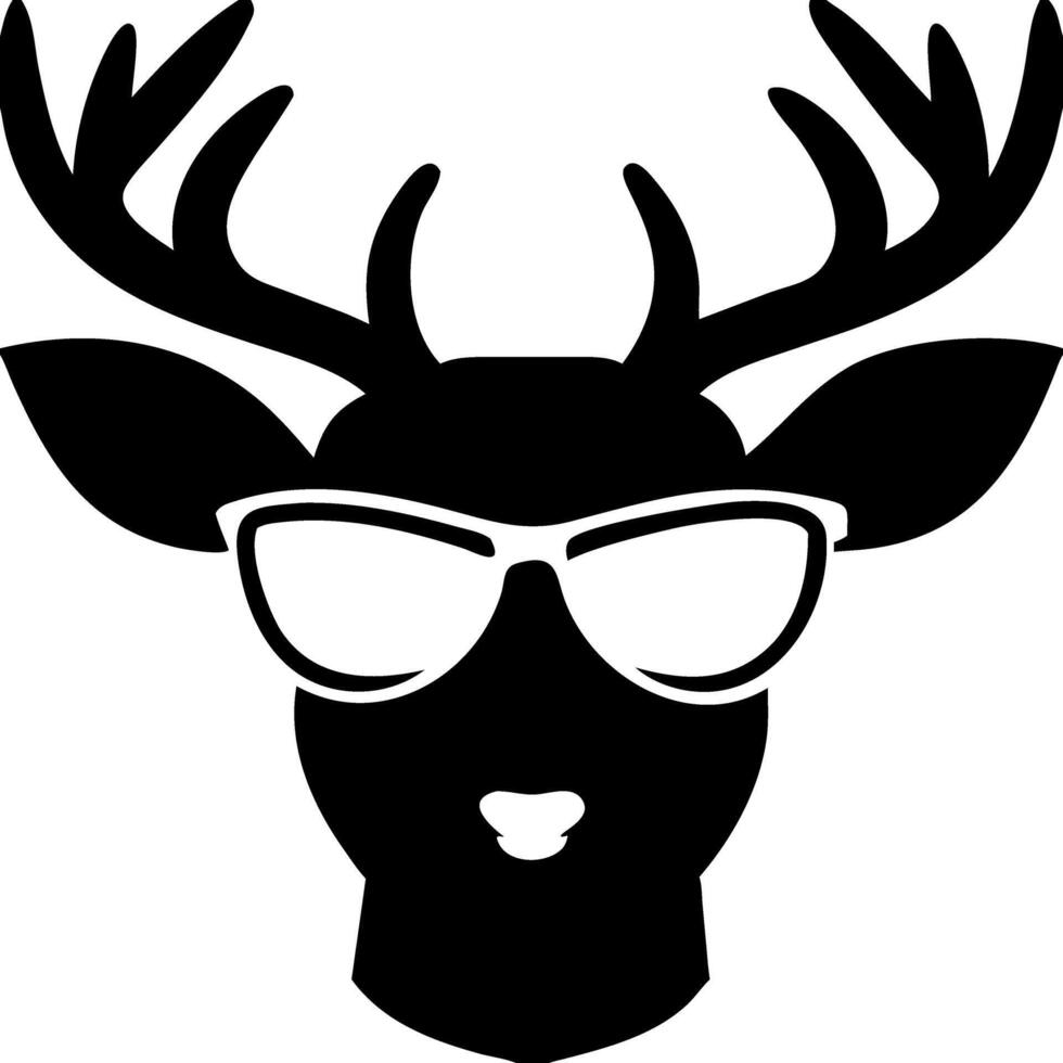 Deer Head Silhouette with Stylish Glasses for Hipster Design and Art Projects vector