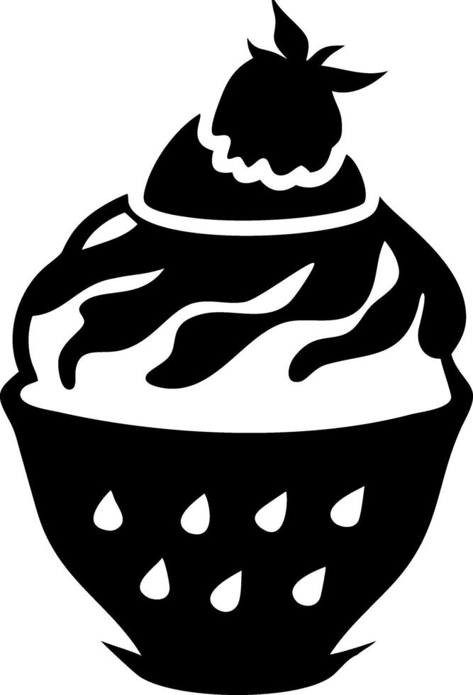 Delicious Cupcake Silhouette with Strawberry Topping Dessert Illustration vector
