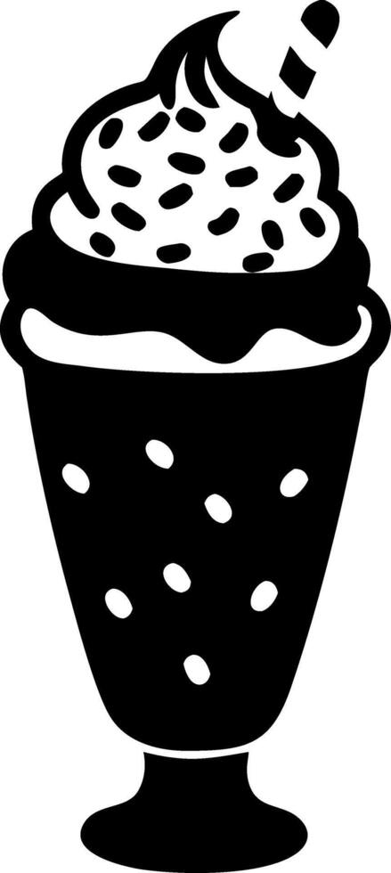 Delicious Ice Cream Sundae Silhouette with Sprinkles and Straw for Cafe Decor vector