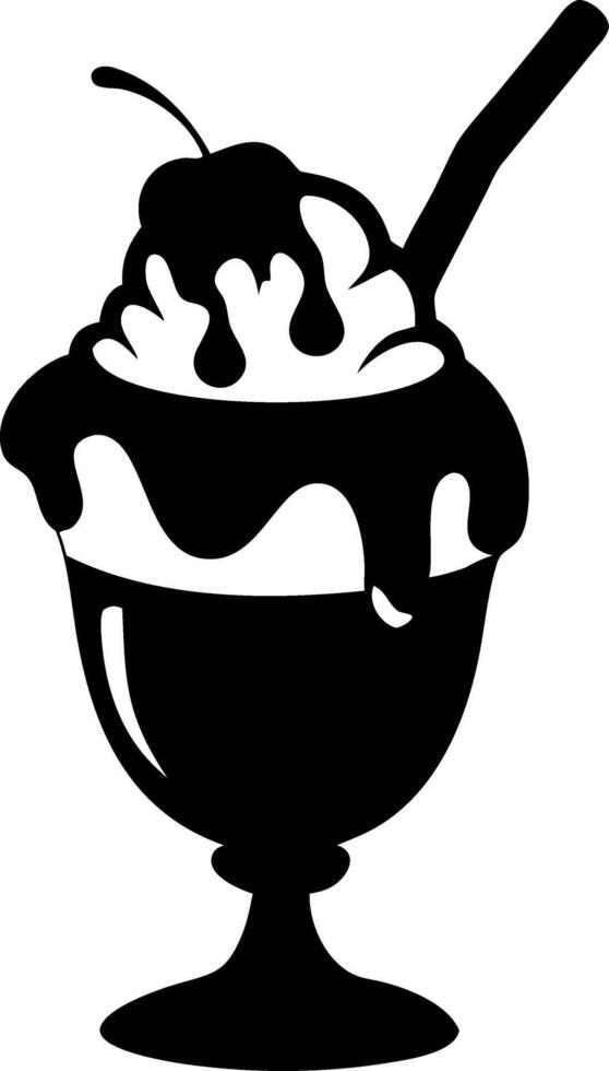 Delicious Dessert Sundae Silhouette Illustration for Cafes and Menus vector