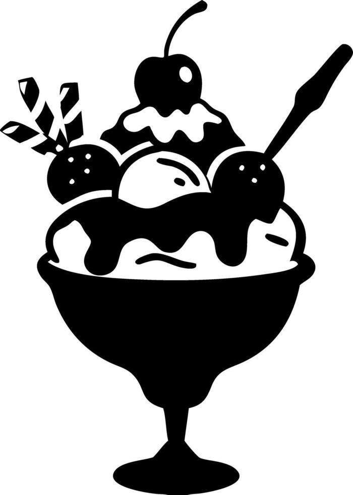 Delicious Ice Cream Sundae for Dessert Illustrations and Coloring Books vector