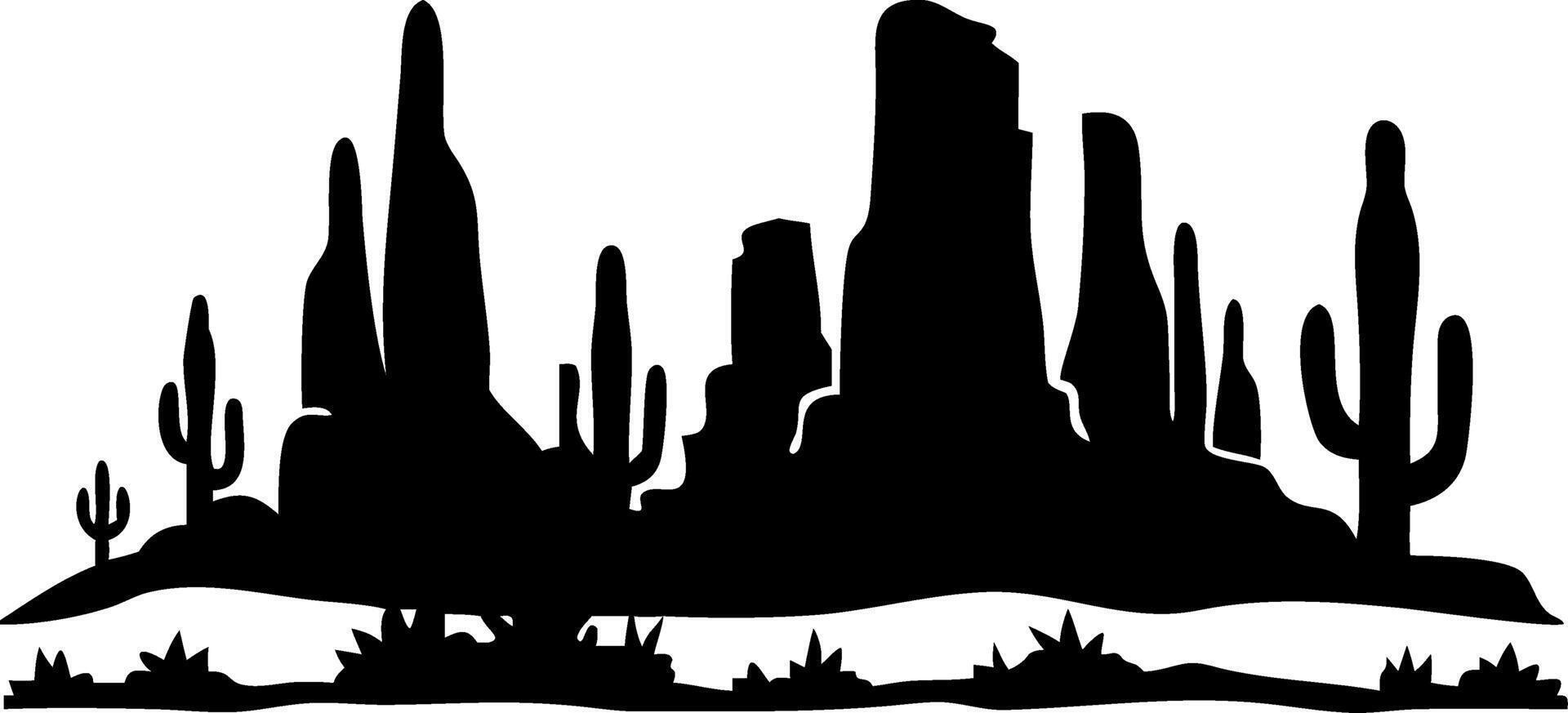 Desert Cactus Silhouette Landscape for Southwestern Art Prints and Designs vector