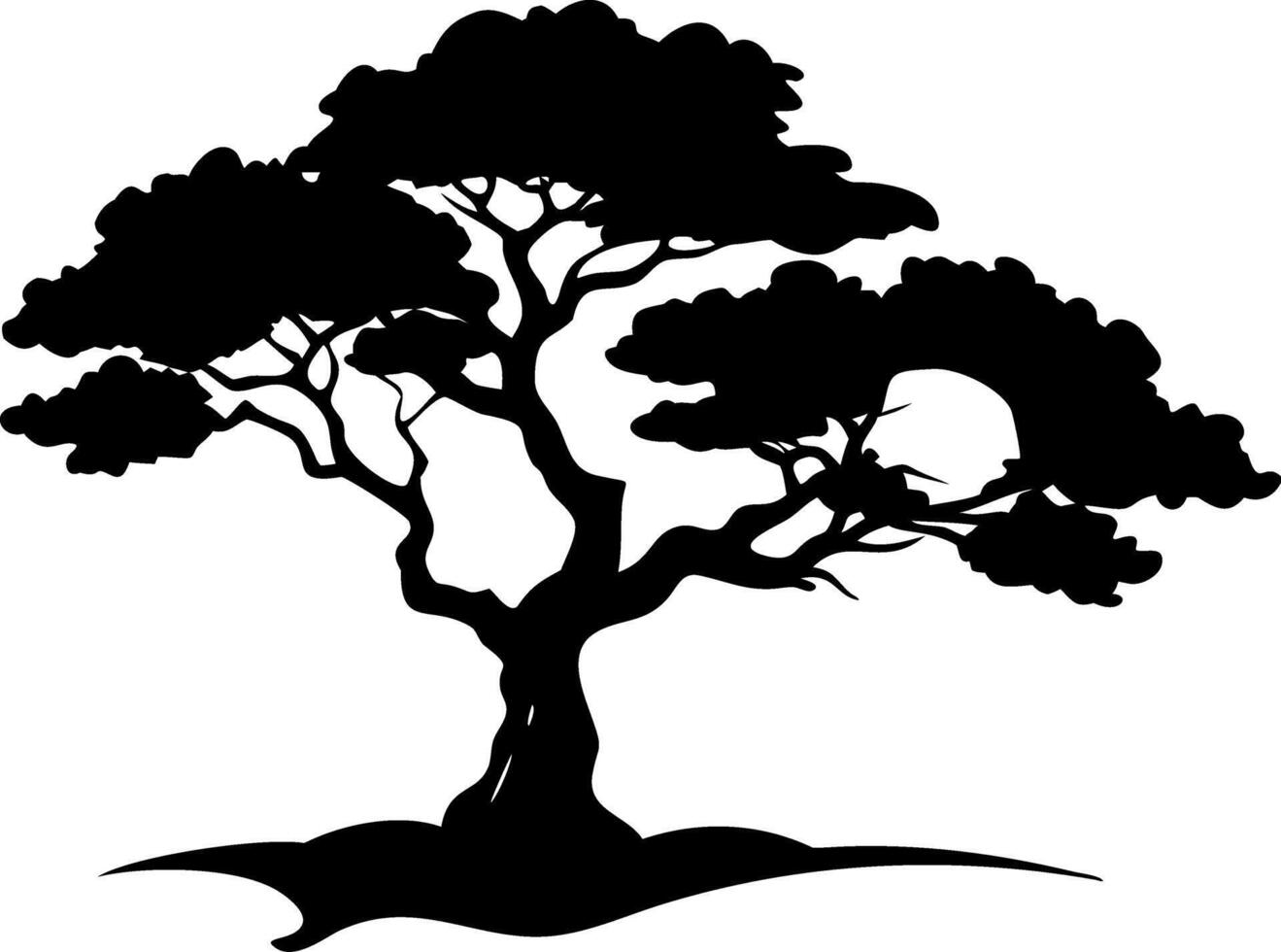 Detailed Bonsai Tree Silhouette for Tattoo and Graphic Design Projects vector