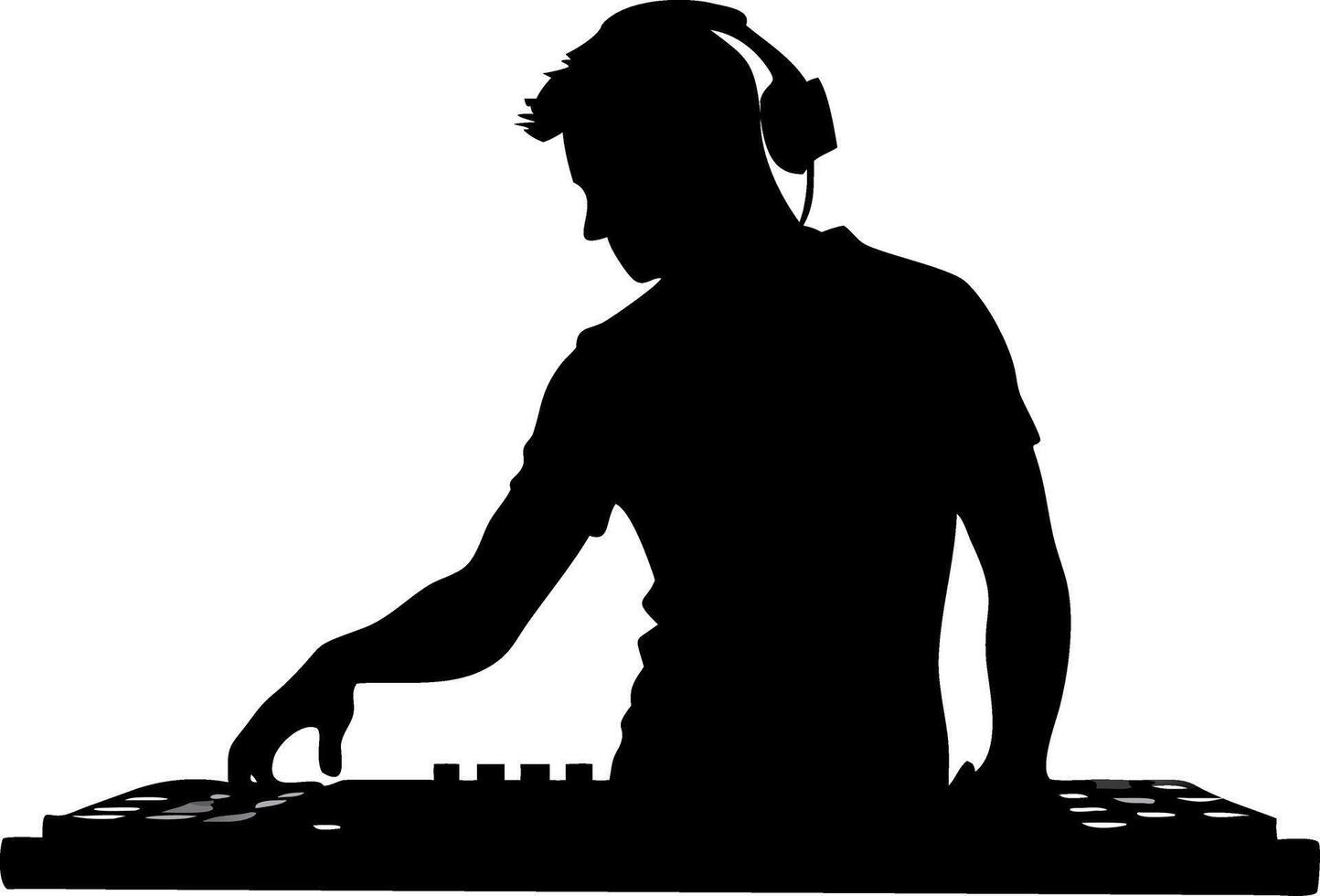 DJ Mixing Music Silhouette Headphones and Turntable for Event Posters and Marketing vector