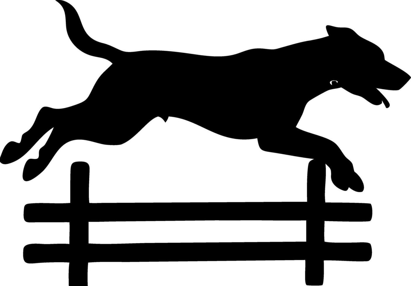Dog Silhouette Jumping Over Fence Illustration for Pet Art and Design vector