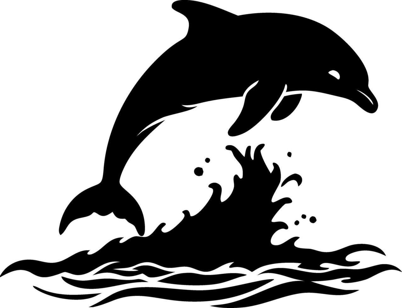 Dolphin Jumping Over Ocean Wave Art Design for Tattoo or Coloring Book vector