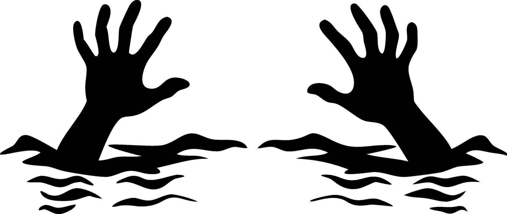 Dramatic Hands Reaching Out of Water for Posters and Safety Campaigns vector