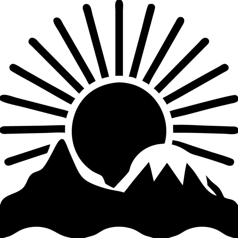 Dramatic Sunrise Over Mountain Silhouette for Nature Art and Design Projects vector