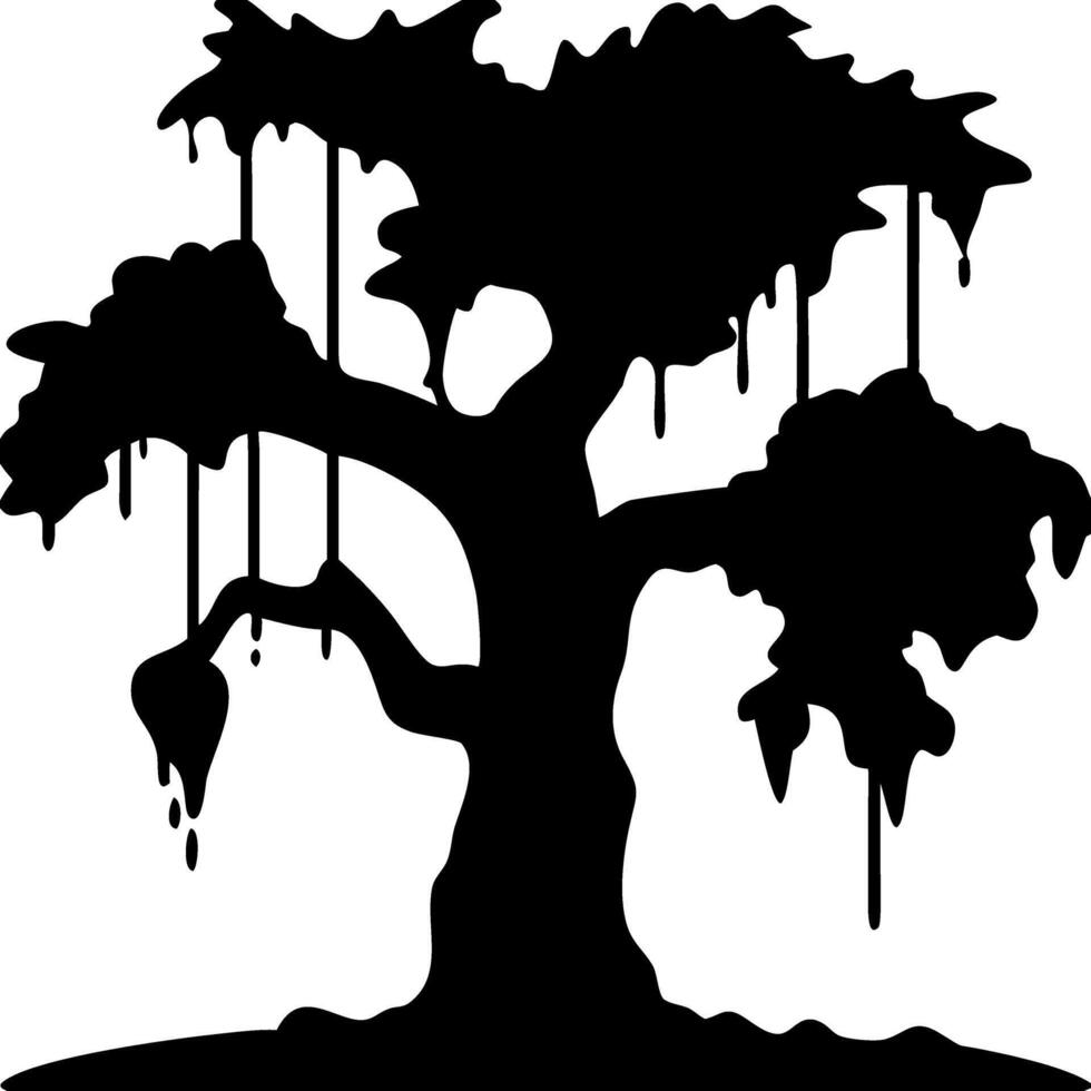 Dripping Silhouette Tree Design for Art and Tattoo Inspiration vector